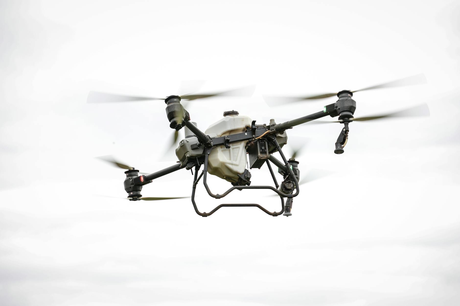 High-tech drone used for agricultural purposes, showcasing modern farming technology.