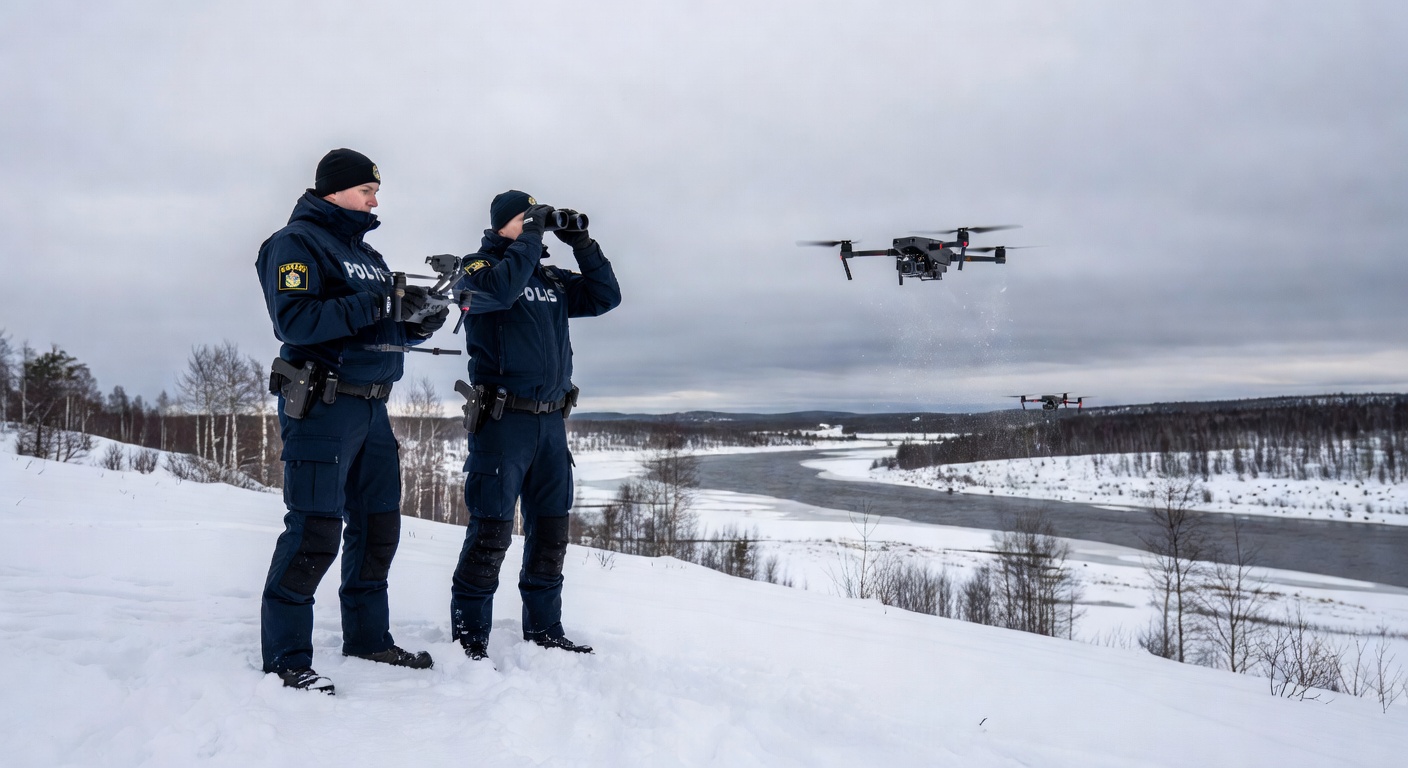 Svensk politi overvåker grensen med droner