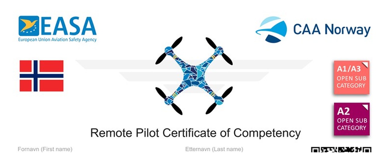 Drone A2 sertifikat - kompetansebevis for droneeksamen i Norge (EASA/Luftfartstilsynet)